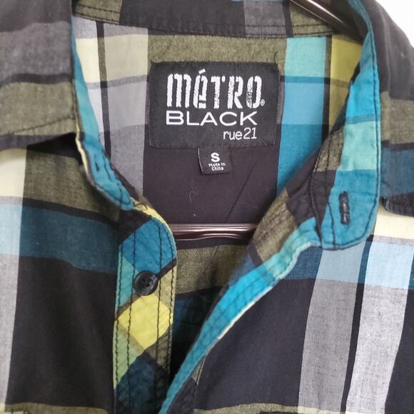 Metro Rue 21 Shirt Mens Size Small Plaid Brown & Black Button Up Casual Shirt - Picture 2 of 7